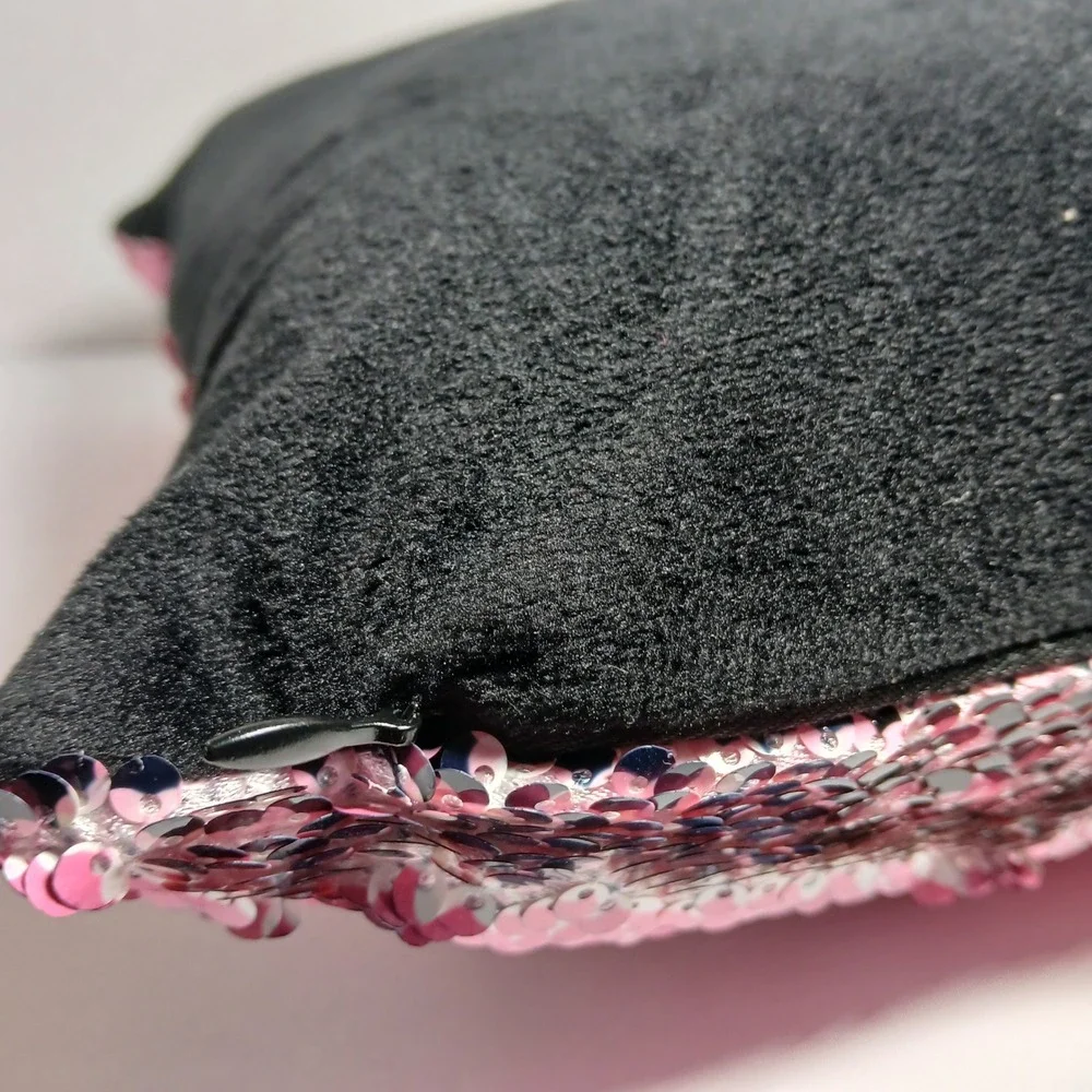 Carrie Underwood Sequin Throw Pillow Reversible‎ Flip Image to Pink Text
